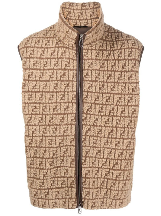 Brown Ff-jacquard Fleece Gilet
