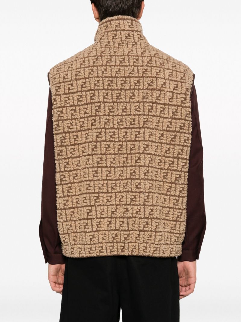 Brown Ff-jacquard Fleece Gilet
