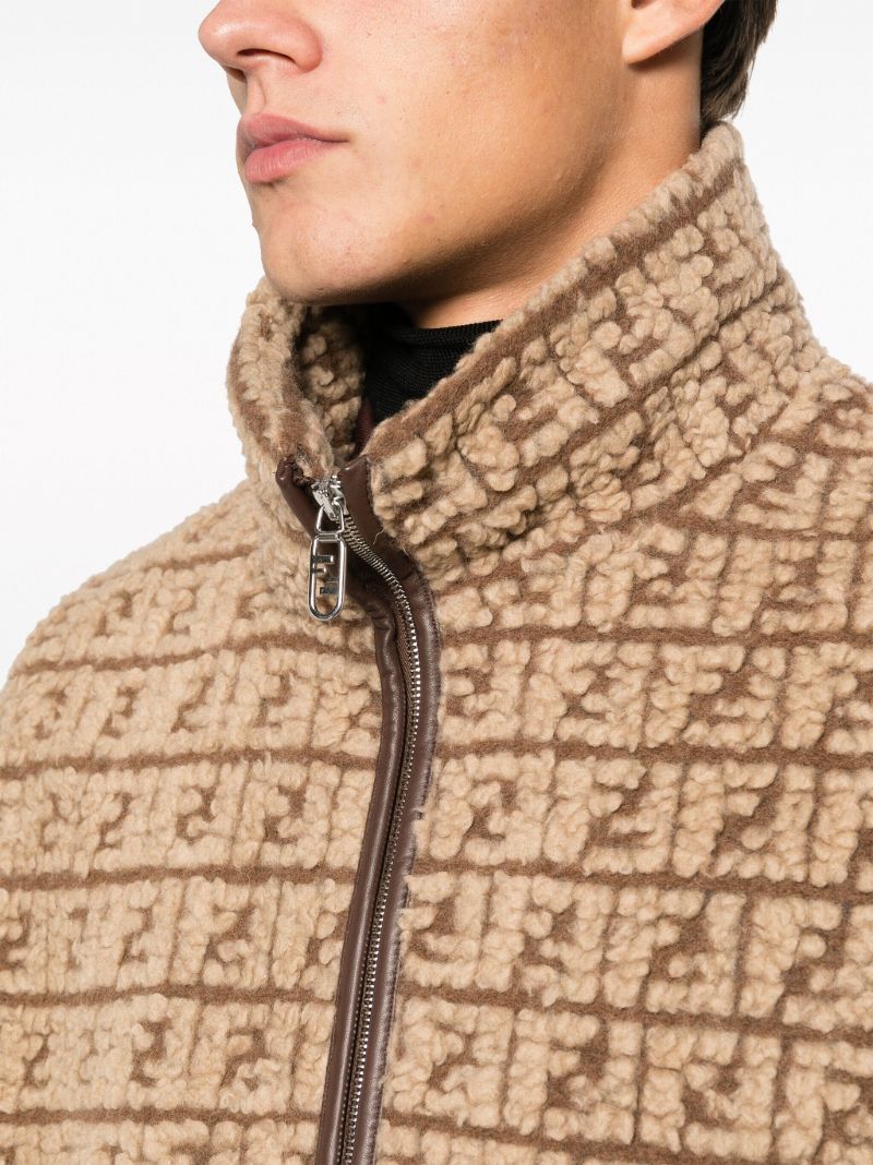 Brown Ff-jacquard Fleece Gilet