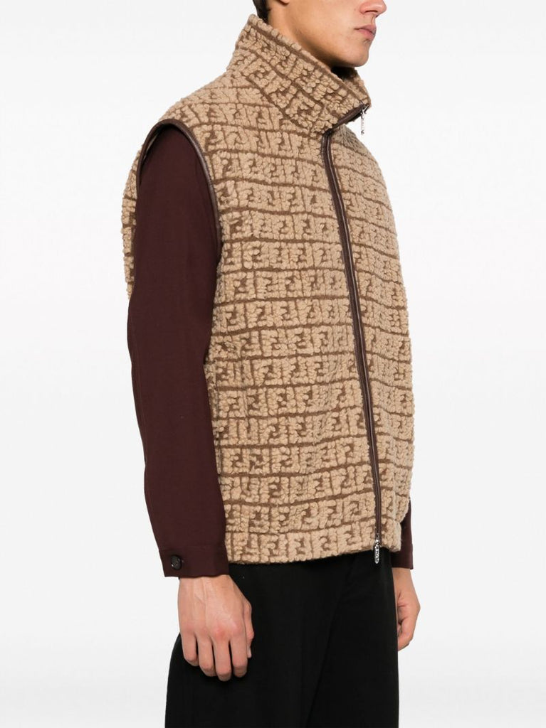 Brown Ff-jacquard Fleece Gilet