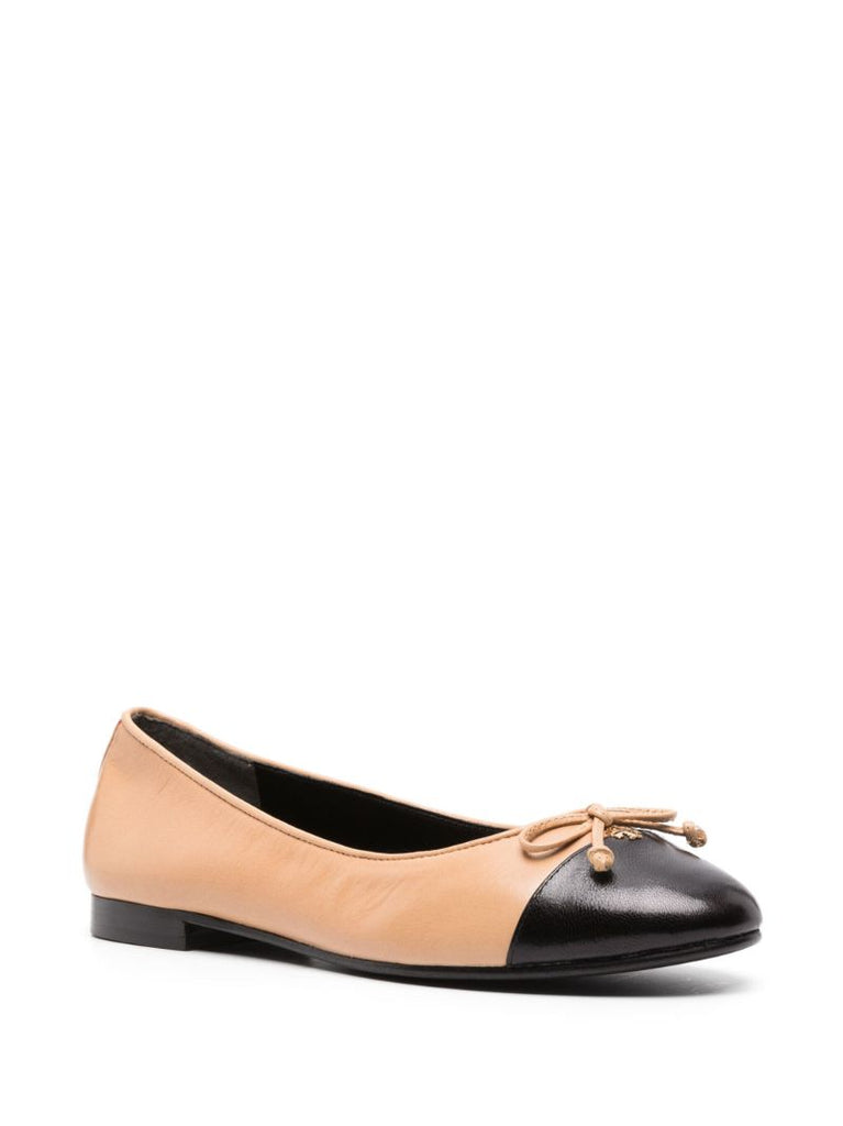 Neutral Leather Ballet Pumps