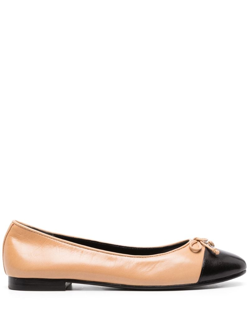 Neutral Leather Ballet Pumps