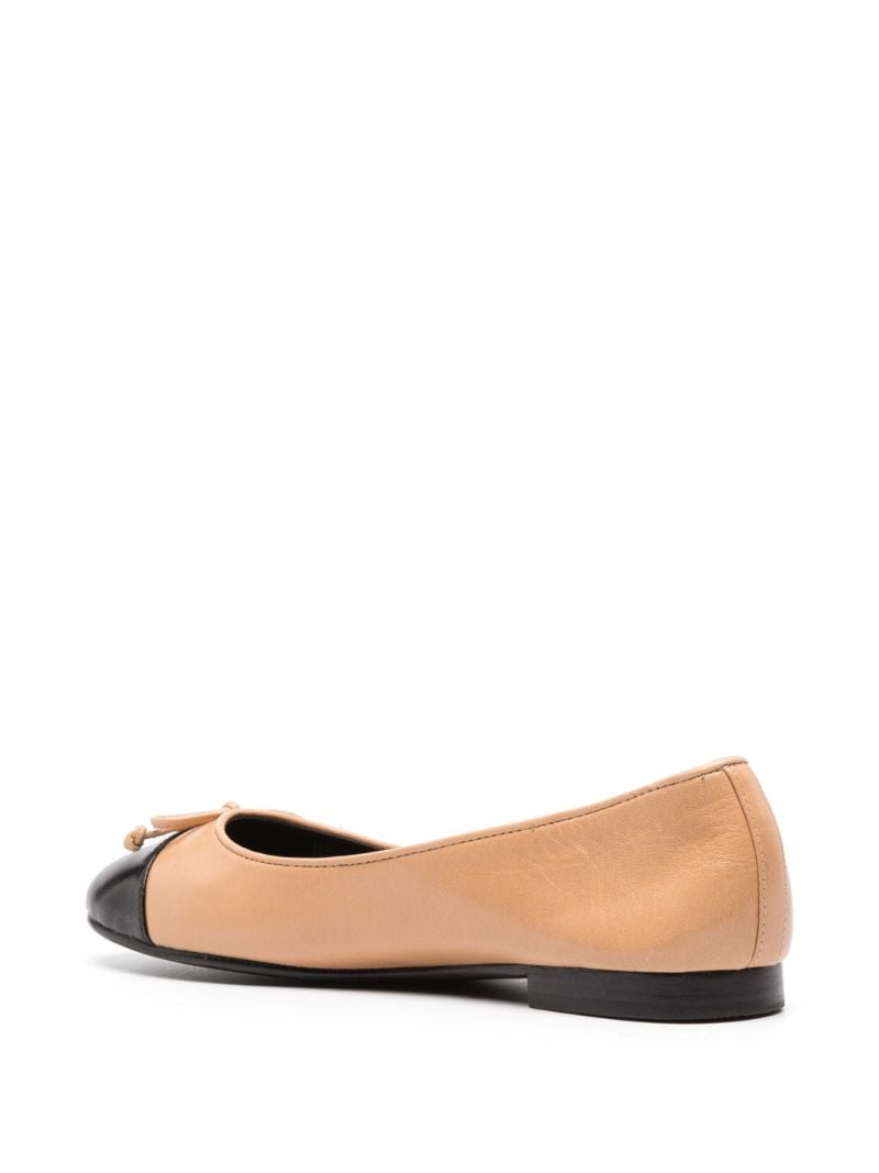 Neutral Leather Ballet Pumps