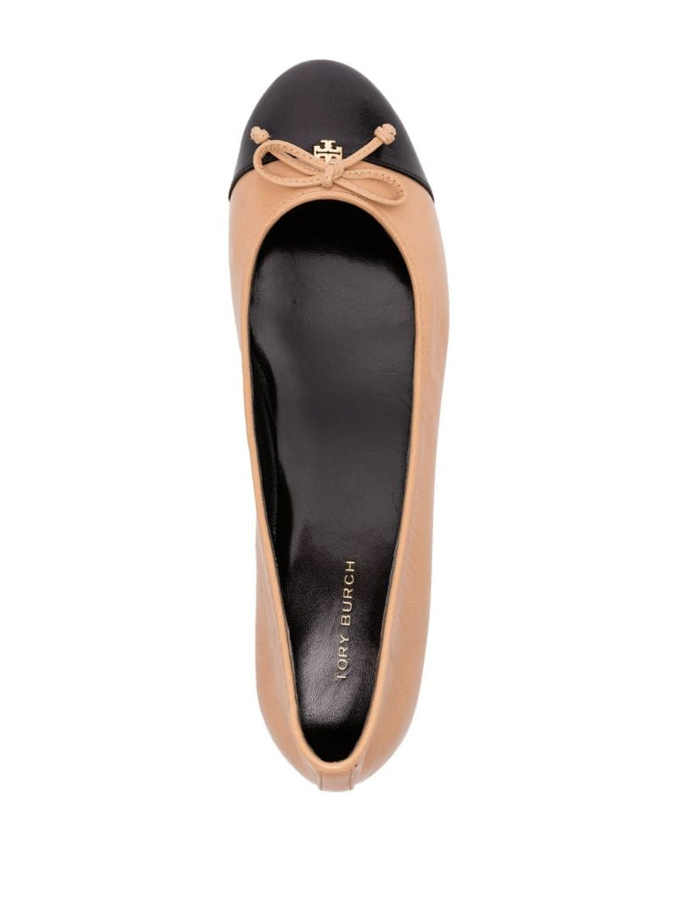 Neutral Leather Ballet Pumps