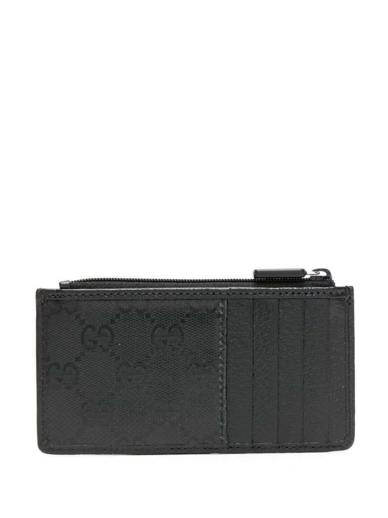 Black Gg Crystal Canvas Card Holder