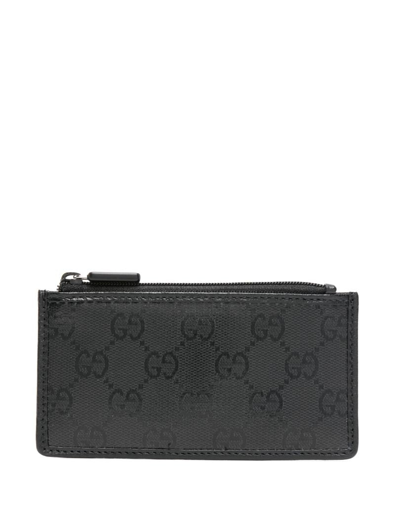 Black Gg Crystal Canvas Card Holder