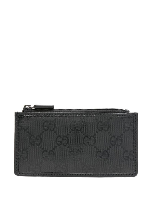 Black Gg Crystal Canvas Card Holder
