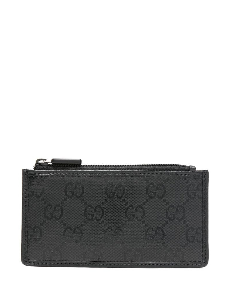 Black Gg Crystal Canvas Card Holder