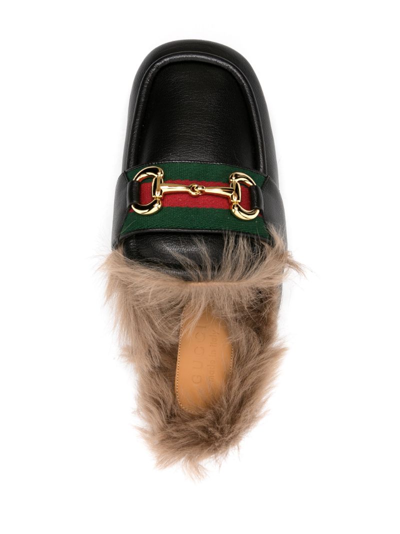 Black Horsebit Leather Slippers