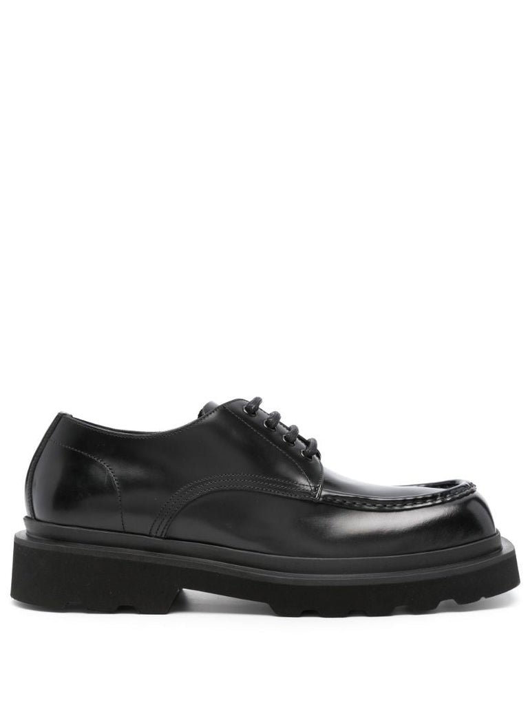 Black Square-toe Leather Derby Shoes