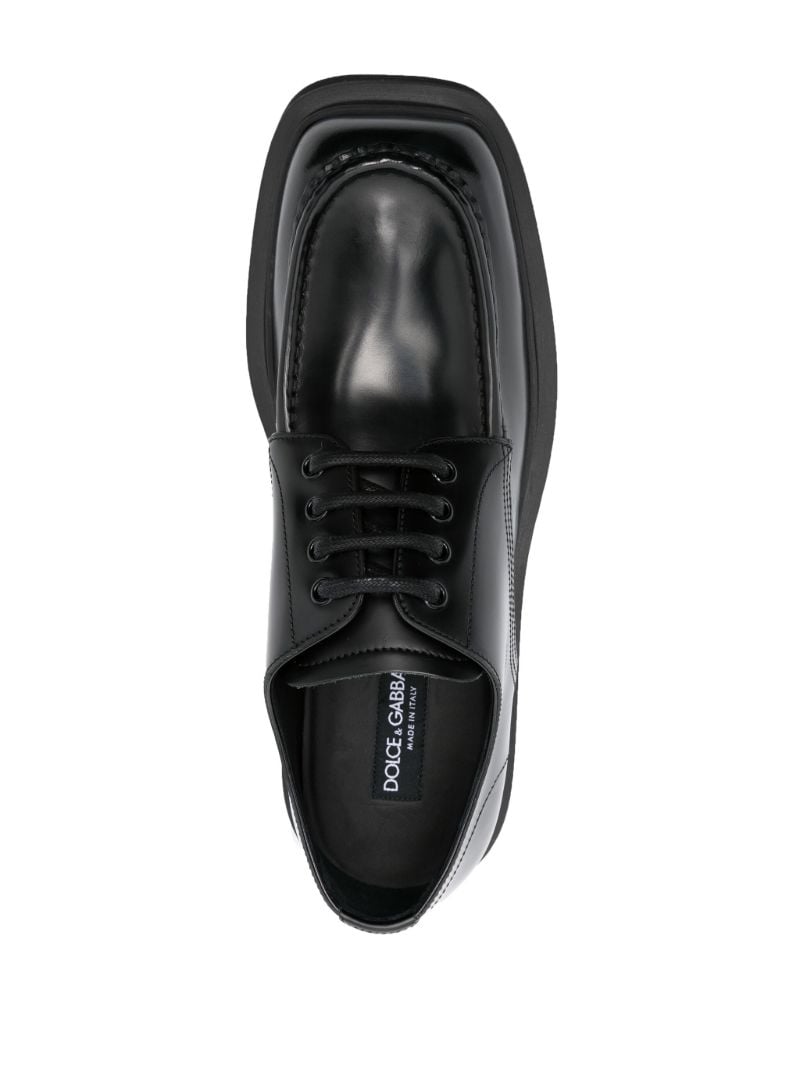 Black Square-toe Leather Derby Shoes