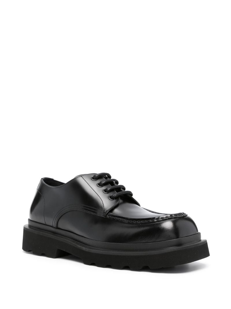 Black Square-toe Leather Derby Shoes