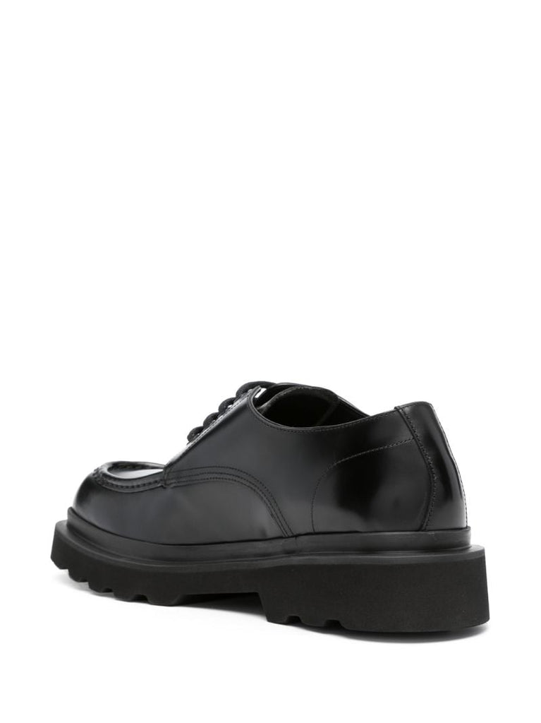 Black Square-toe Leather Derby Shoes