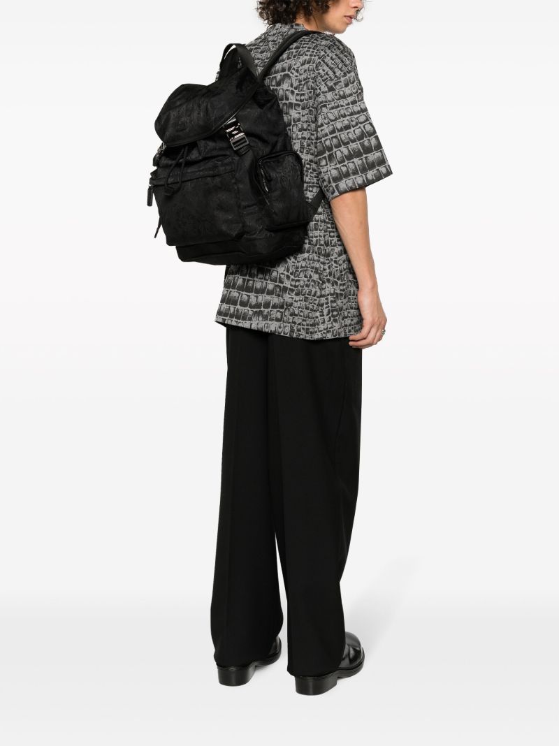 Black Neo Nylon Jacquard Backpack