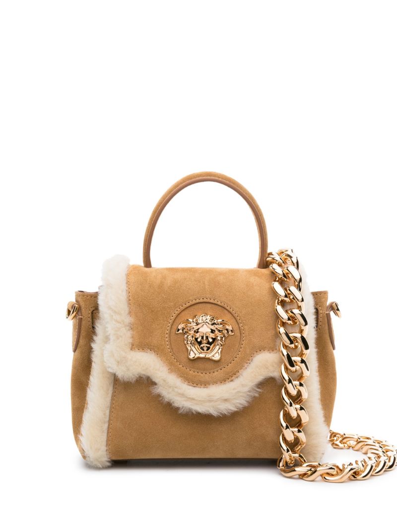 Brown La Medusa Suede Tote Bag