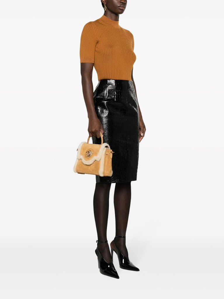 Brown La Medusa Suede Tote Bag