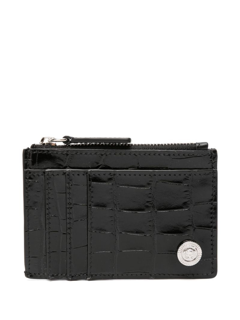 Black Medusa Plaque Crocodile Effect Wallet