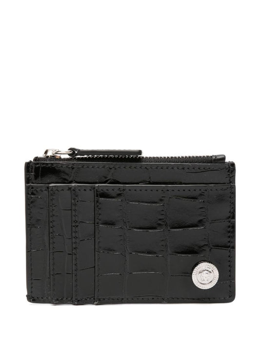 Black Medusa Plaque Crocodile Effect Wallet