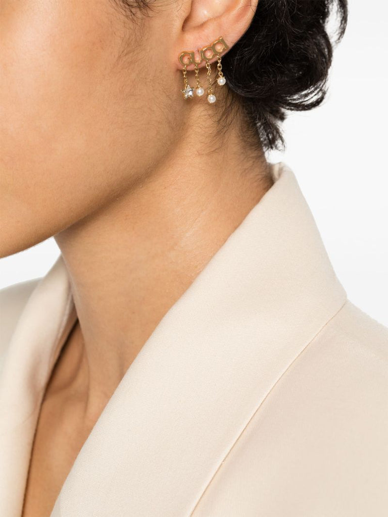 Gold-tone Logo Lettering Single Earring