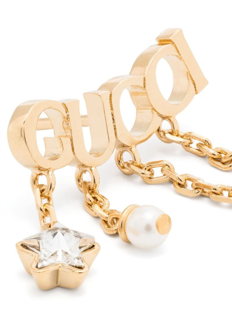 Gold-tone Logo Lettering Single Earring