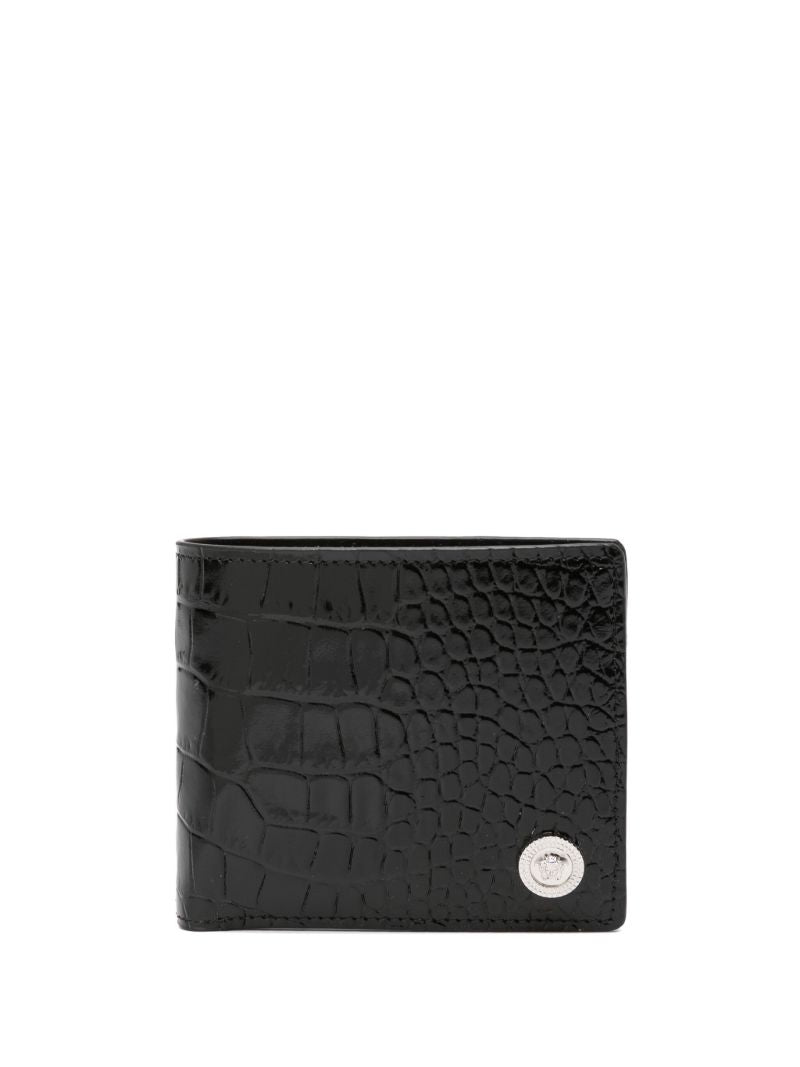 Black Medusa Plaque Crocodile Effect Wallet