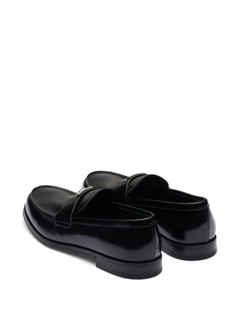 Black Triangle Logo Leather Loafers