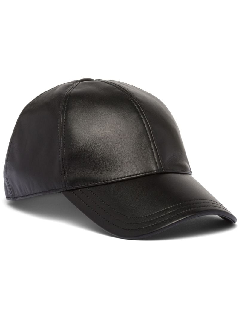 Black Triangle Logo Leather Cap