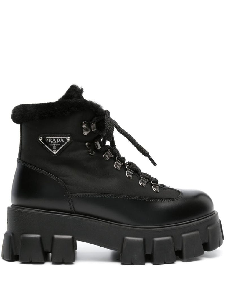 Black Monolith Leather Ankle Boots