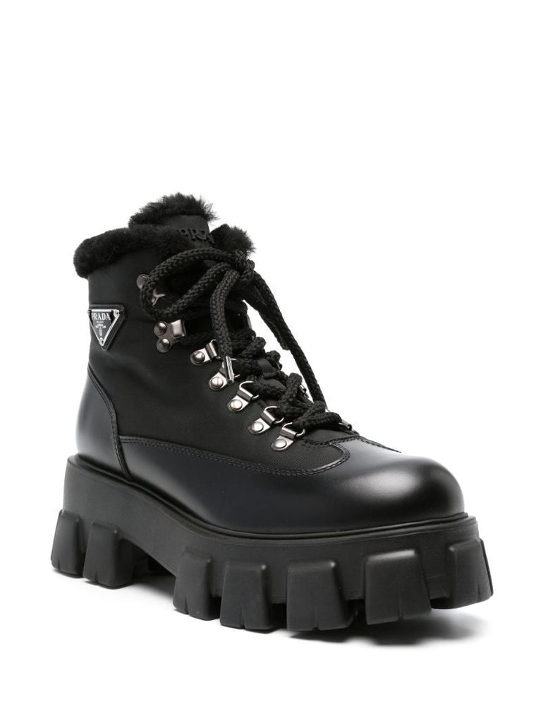 Black Monolith Leather Ankle Boots