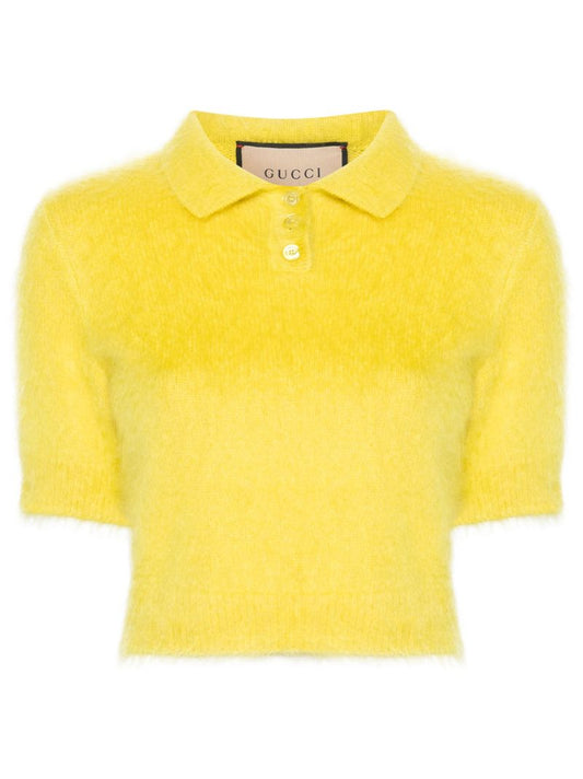 Yellow Brushed Polo Sweater