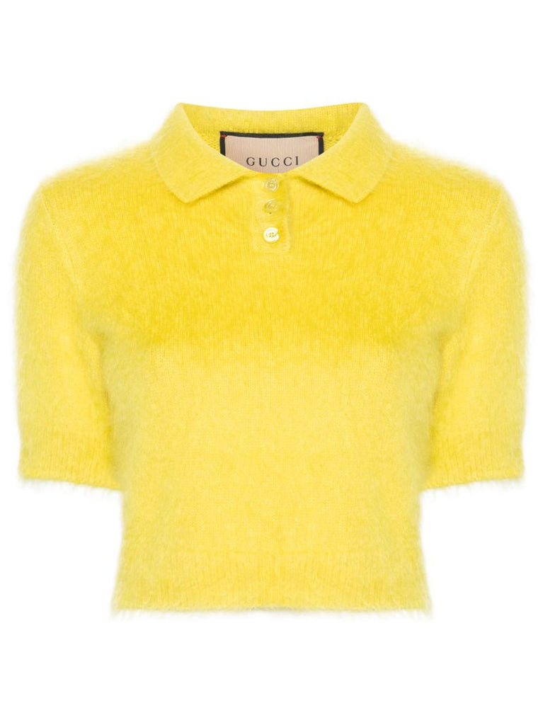 Yellow Brushed Polo Sweater