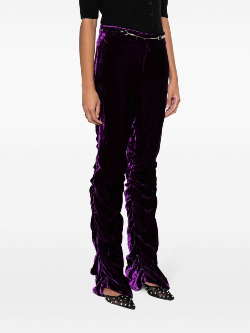 Purple Horsebit Velvet Trousers