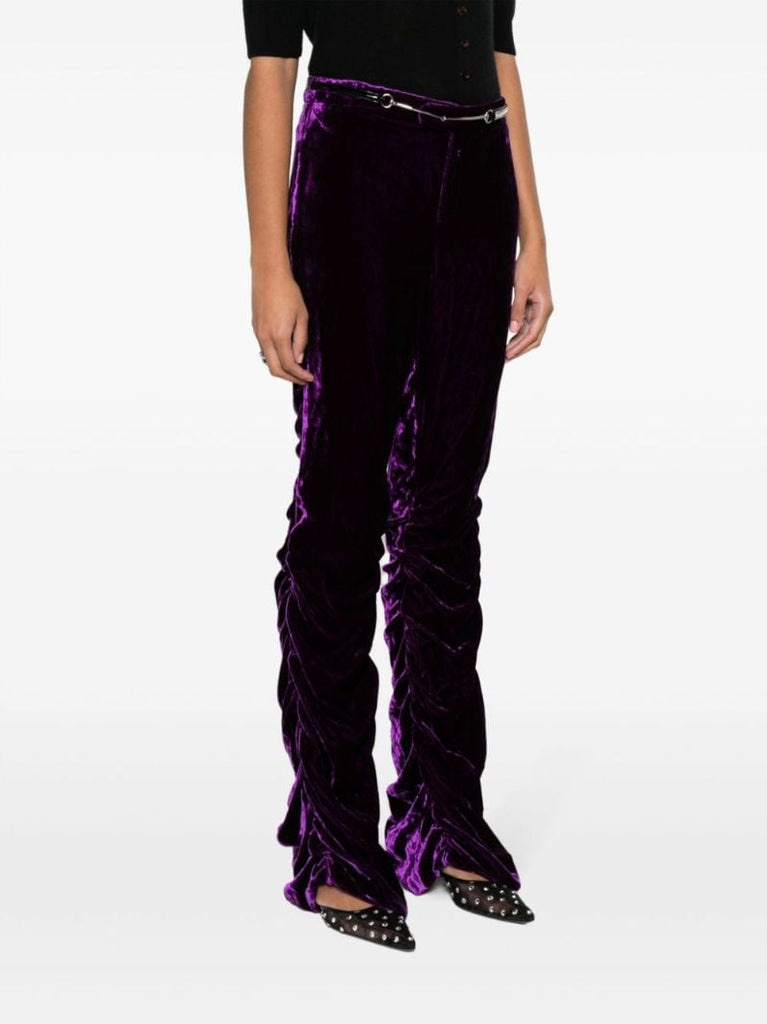 Purple Horsebit Velvet Trousers