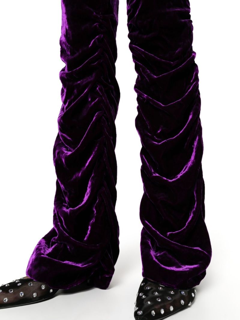 Purple Horsebit Velvet Trousers