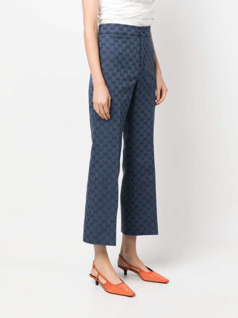 Blue Gg-jacquard Flared Trousers