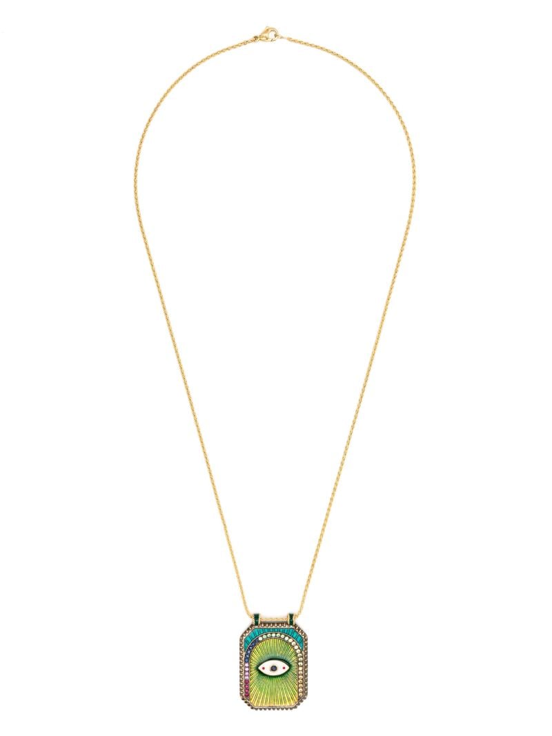 18k Yellow Gold Evil Eye Sapphire and Diamond Necklace