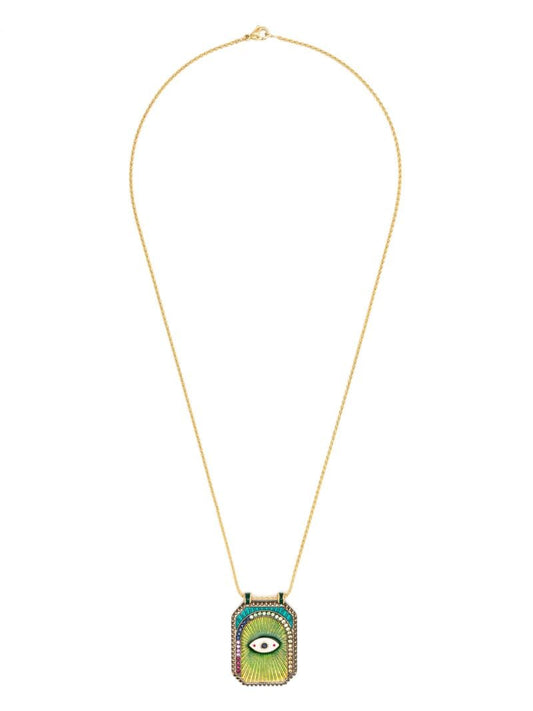 18k Yellow Gold Evil Eye Sapphire and Diamond Necklace