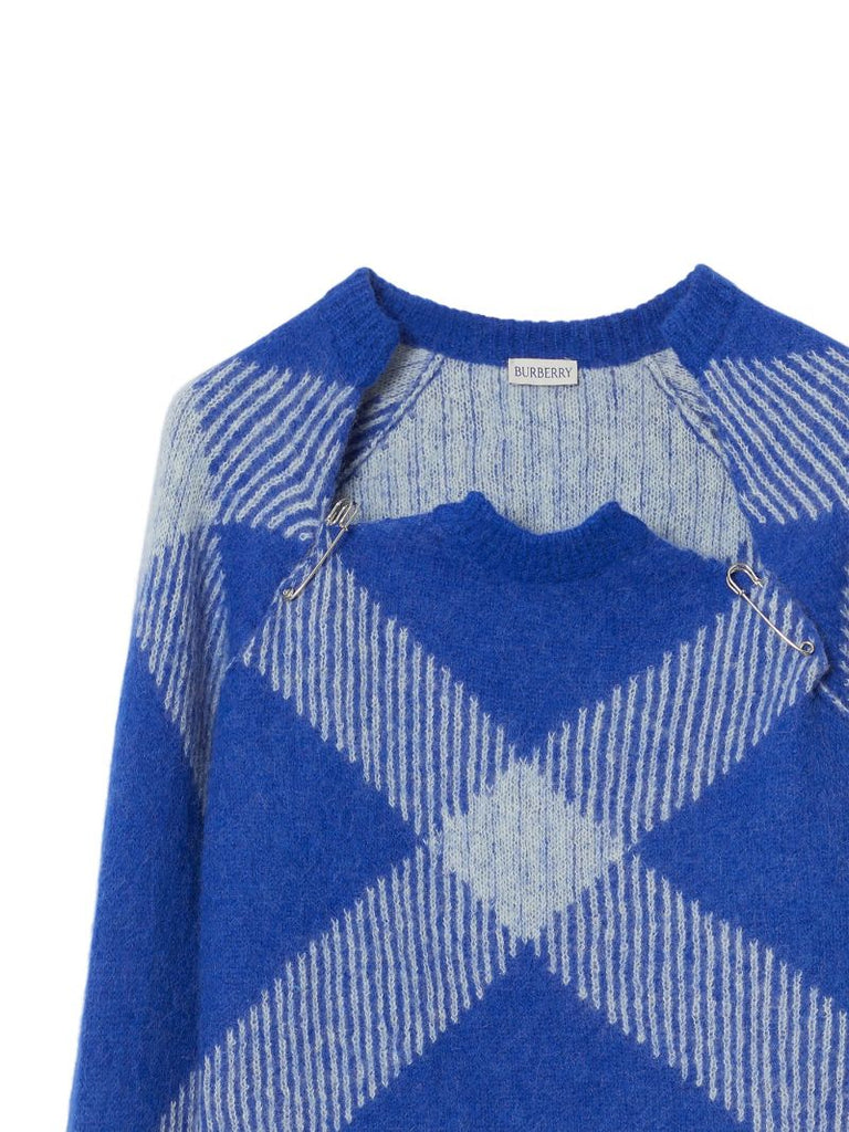 Blue Check-jacquard Alpaca-wool Blend Sweater
