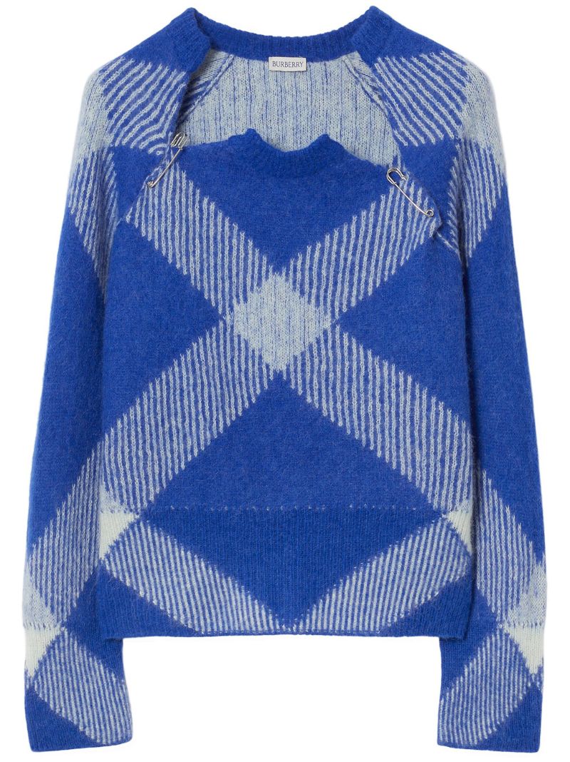 Blue Check-jacquard Alpaca-wool Blend Sweater