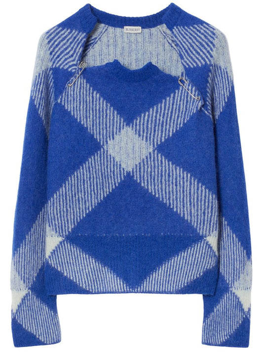 Blue Check-jacquard Alpaca-wool Blend Sweater