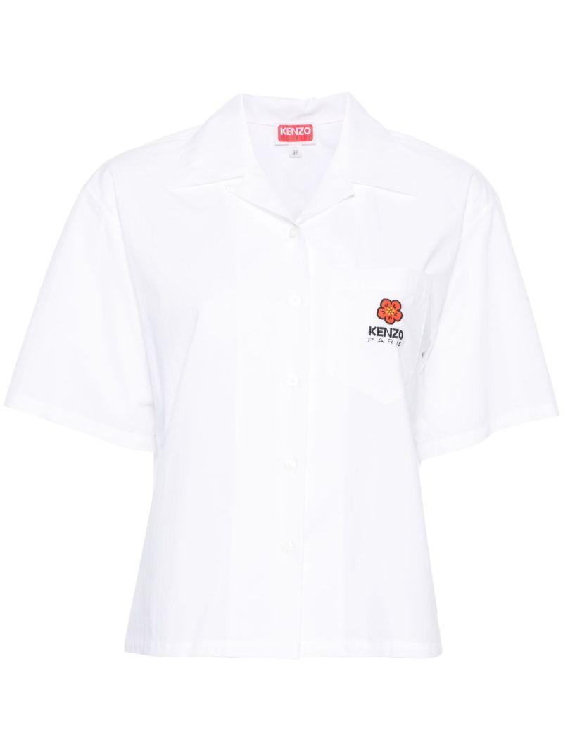 White Boke Flower Crest Poplin Shirt