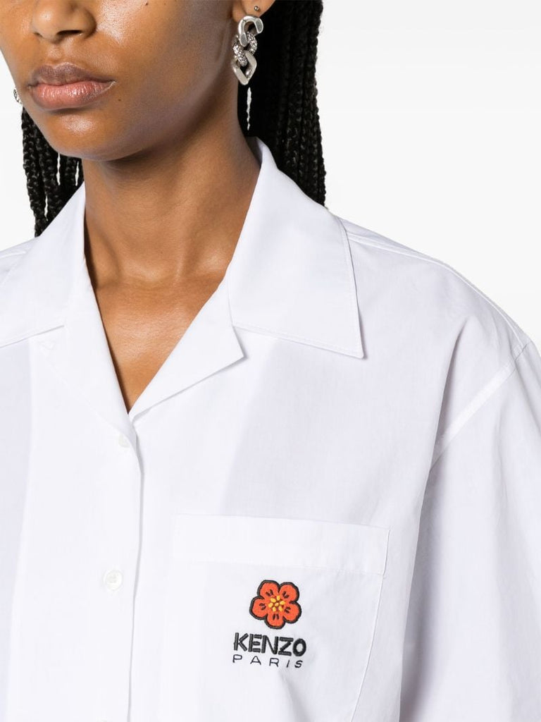 White Boke Flower Crest Poplin Shirt