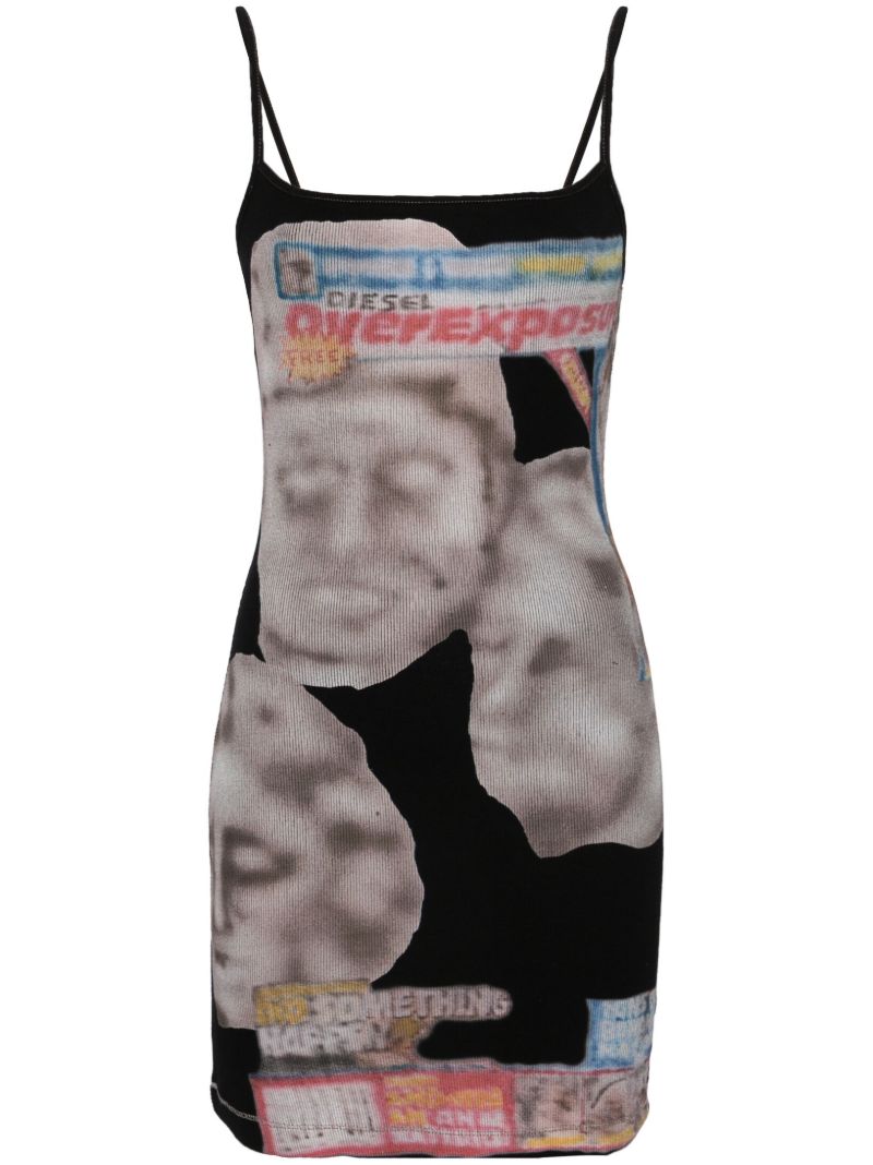 Black D-hopy-n1 Graphic-print Mini Dress