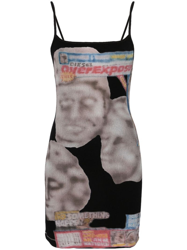 Black D-hopy-n1 Graphic-print Mini Dress