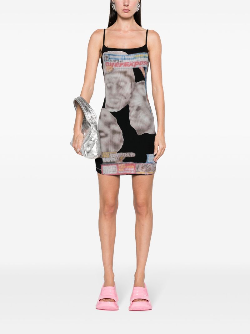 Black D-hopy-n1 Graphic-print Mini Dress