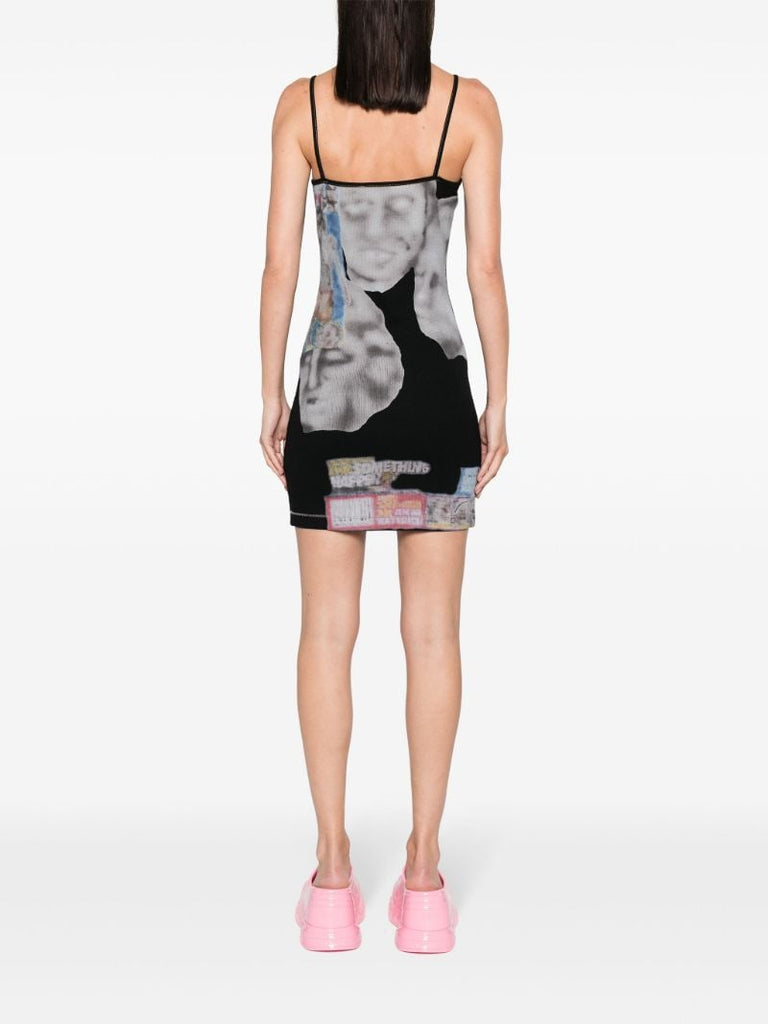 Black D-hopy-n1 Graphic-print Mini Dress