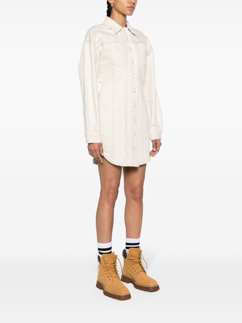 Neutral Script Cotton Shirt Dress