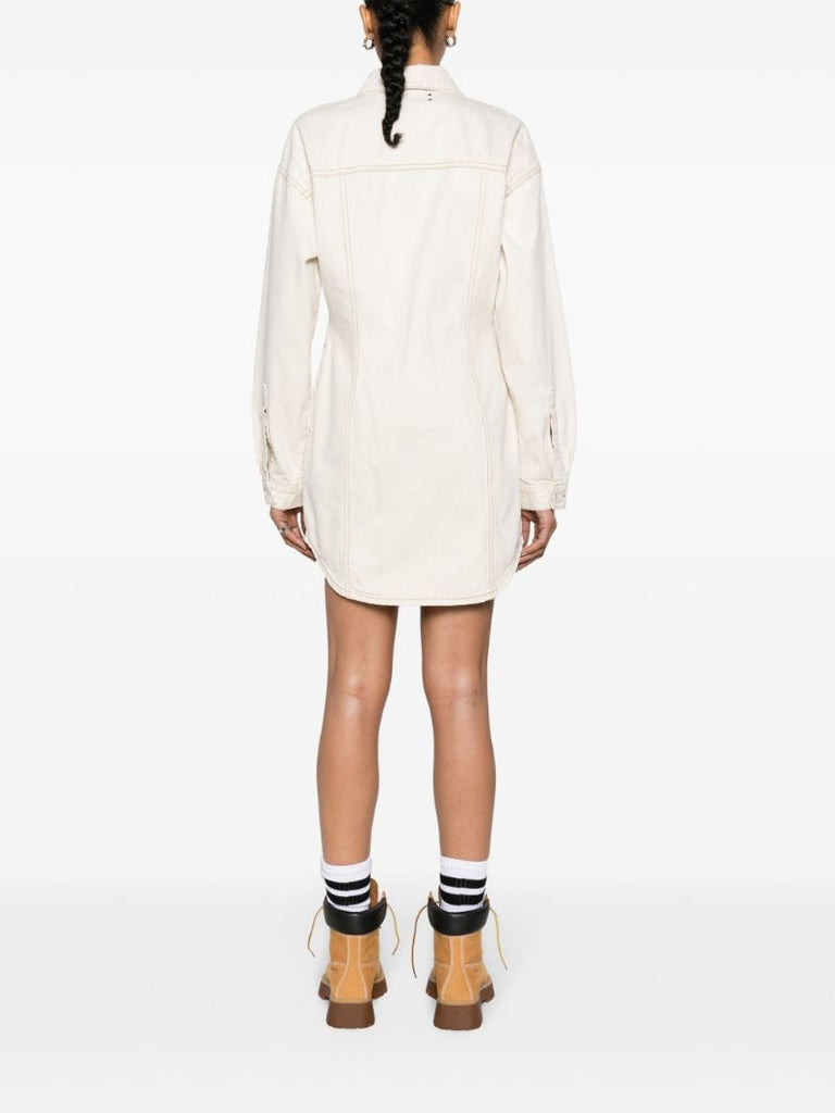 Neutral Script Cotton Shirt Dress