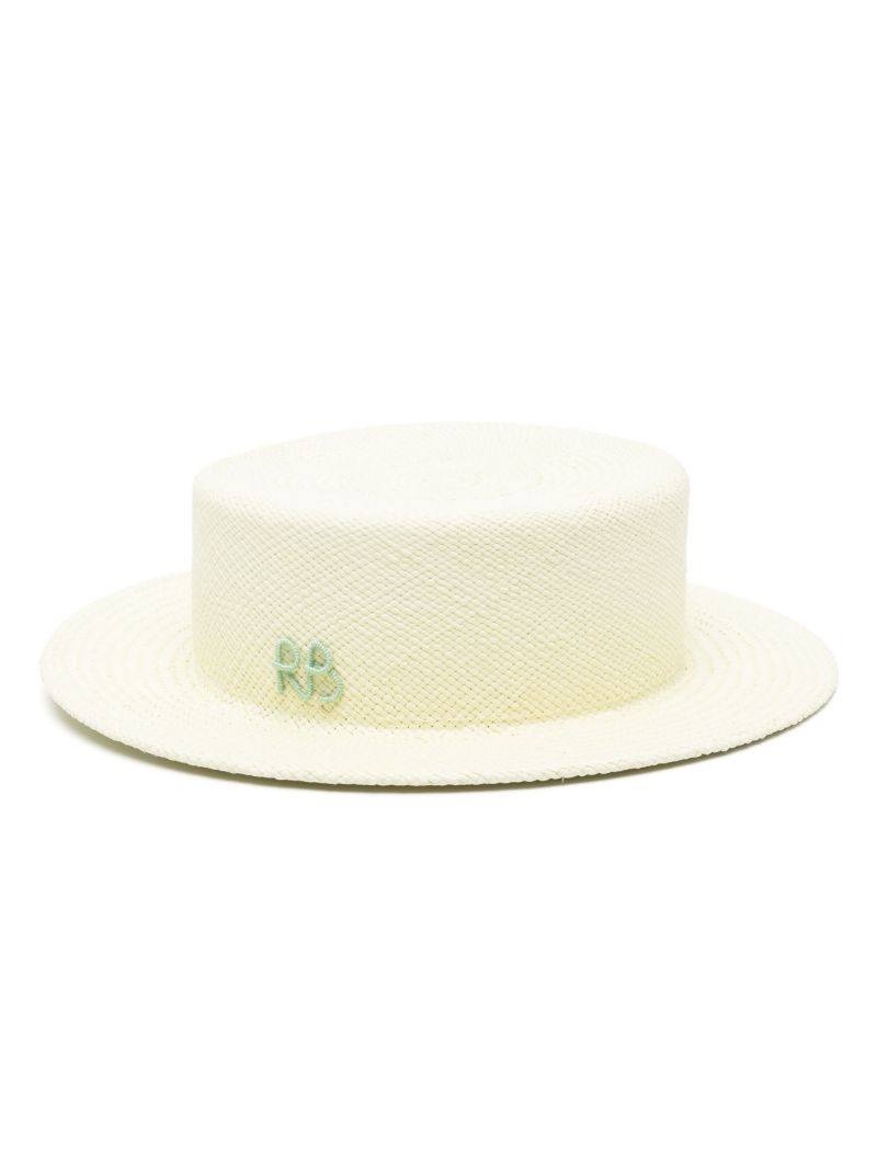 Neutral Ruslan Straw Beaded Chain Boater Hat