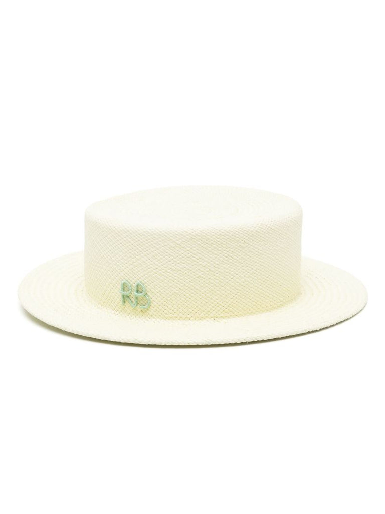 Neutral Ruslan Straw Beaded Chain Boater Hat